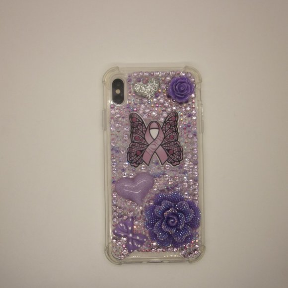 Purple Ribbon Purple Bling iPhone Xs Max Cell Phone Case - Picture 2 of 6
